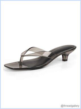 Jelly Kitten Heels Square Open Toe Flip Flop Sandals